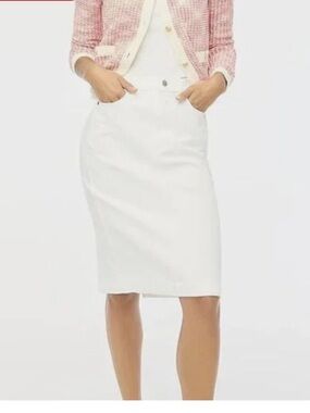 NWT J Crew Factory White denim midi skirt